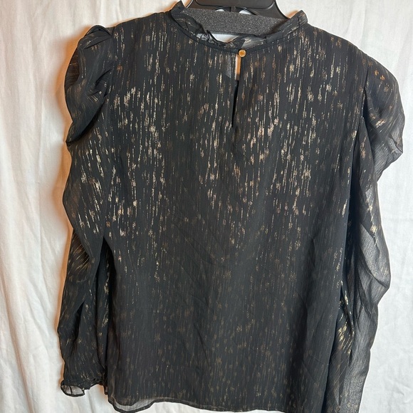 DKNY Long Sleeve Ruffle Neck Blouse - Picture 2 of 7